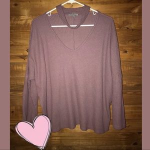 Waffle knit mock-neck sweater 💗